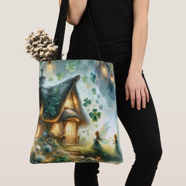 Shamrock Fairy Cottage Glow Tygkasse (Närbild)