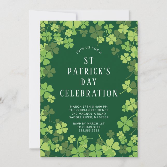 Shamrock Firande St. Patrick's Day Inbjudningar (Framsida)
