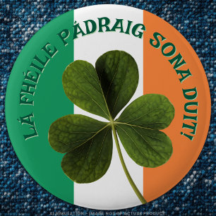 Shamrock/Flagga of Ireland Lycklig St. Patrick's D Knapp