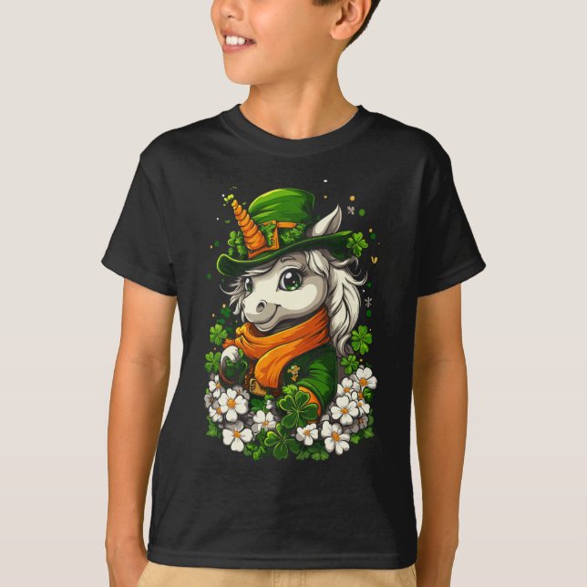 Shamrock Flickor Pojkar Barn Leprechaun St Patrick T Shirt (Framsida)