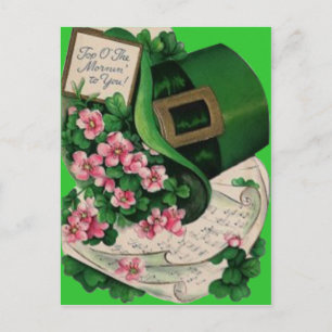 Shamrock Flower Leprechaun Hat Lakan Music Vykort