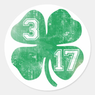 Shamrock för dag 3/17 för St. Patricks irländsk Runt Klistermärke