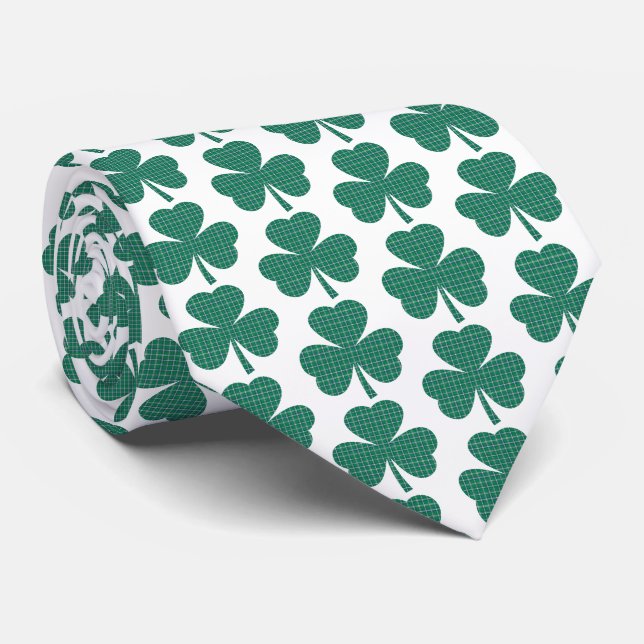 Shamrock-formad rutig klassisk grön halsduk slips (Rullad)