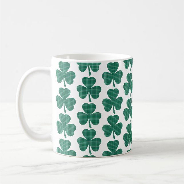 Shamrock-formad rutmönstrad klassisk grön kaffemugg (Vänster)