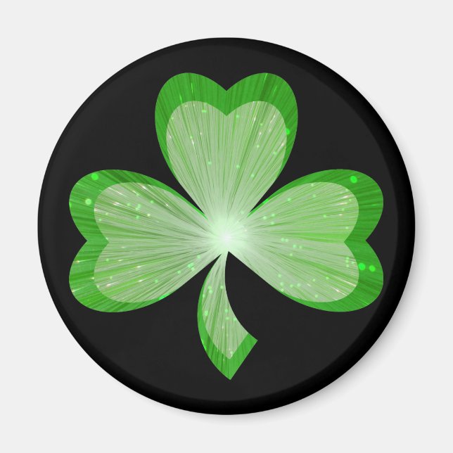 Shamrock fridge magnet round black (Framsidan)