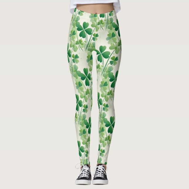 Shamrock Fyrklöver St patrick's day Leggings (Framsida)