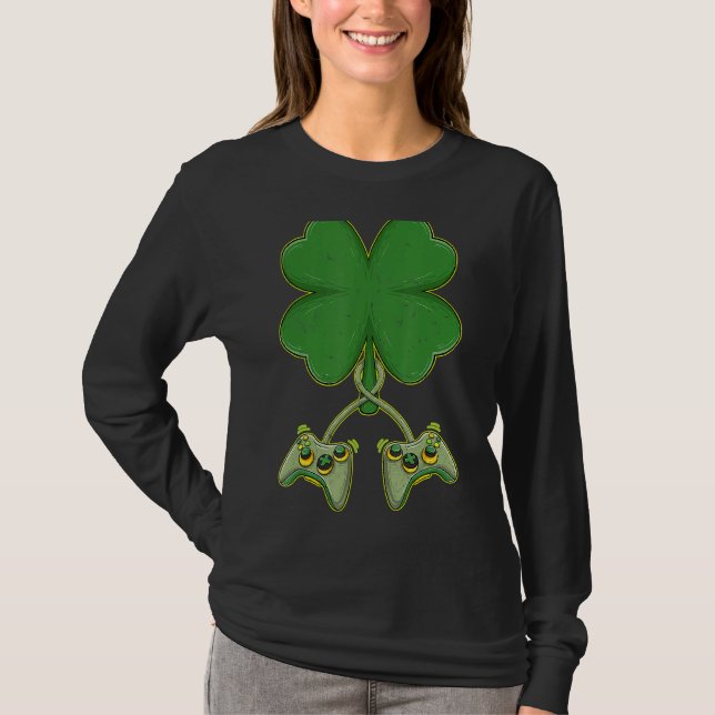 Shamrock Gamer Video Game Controller St Patricks D T Shirt (Framsida)