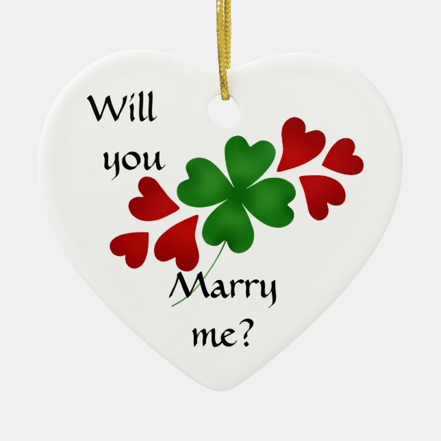 Shamrock giftermål frieri julgransprydnad keramik (Framsidan)
