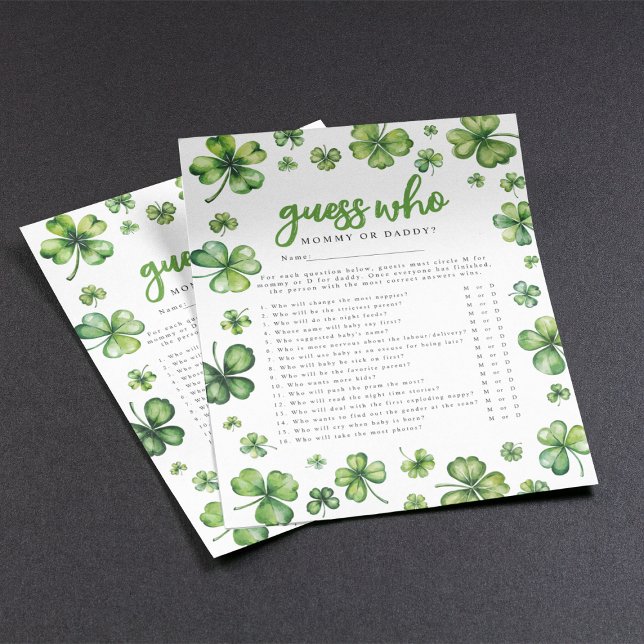 Shamrock 'Gissa vem' Baby Shower-spel Reklamblad (Skapare uppladdad)