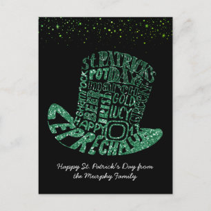 Shamrock Glitter Leprechaun St. Patrick's Day Vykort