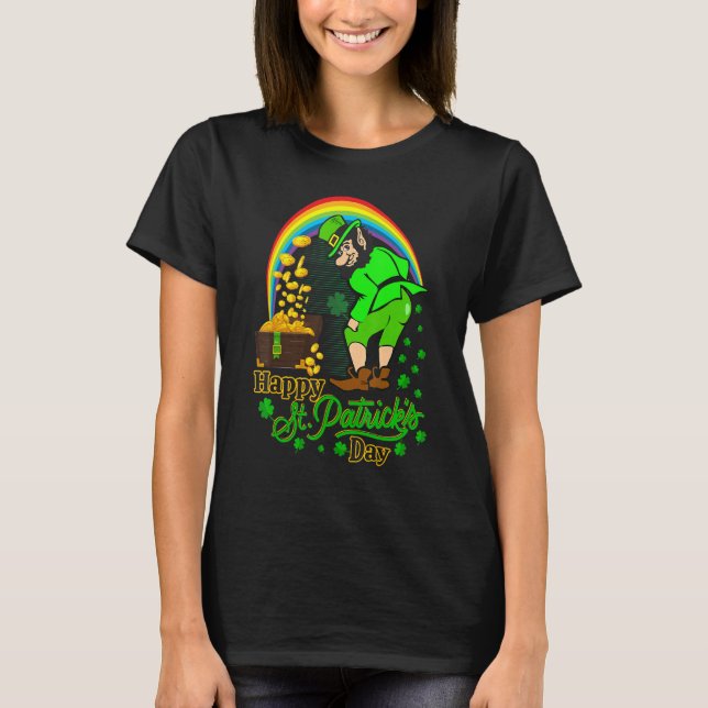 Shamrock Graphic Manar Kvinnor i lycklig St Patric T Shirt (Framsida)