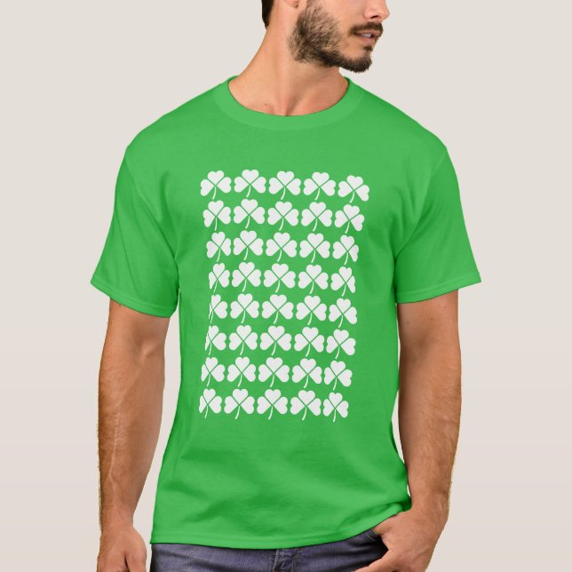 Shamrock Grid Pattern T Shirt (Framsida)