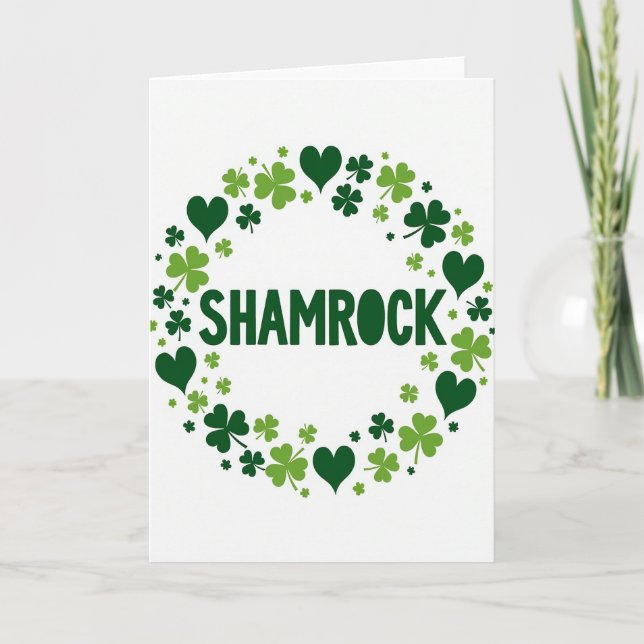 Shamrock Grön Irlandskt Kort (Framsida)