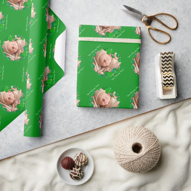 Shamrock Grön Ram * Foto Inpackningspapper Presentpapper (Hantverk)