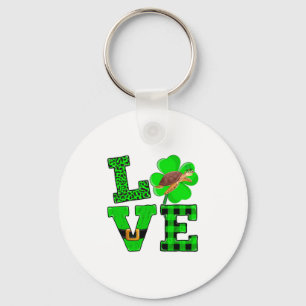 Shamrock Grön Rutig Kärlek Havs Sköldpadda St Patr Nyckelring