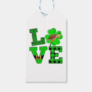 Shamrock Grön Rutig Kärlek Havs Sköldpadda St Patr Presentetikett