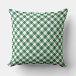 Shamrock Grönt and White Check Gingham Pillow Kudde