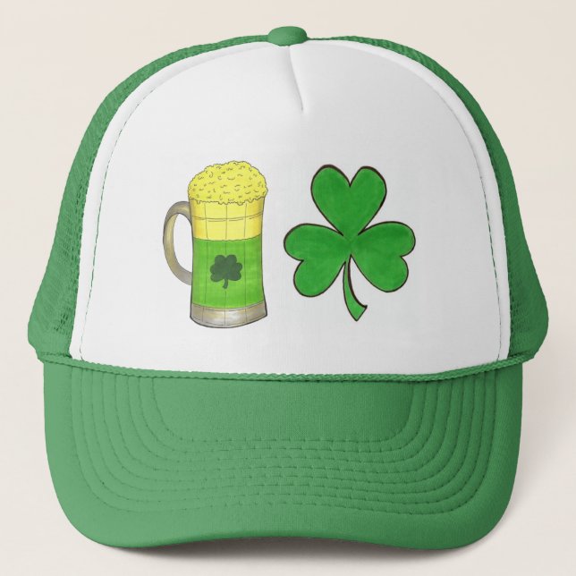 Shamrock Grönt Beer Mugg Saint patrick's day Tur Truckerkeps (Framsida)