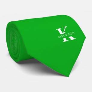 Shamrock Grönt Elegant Monogram + Namn Slips