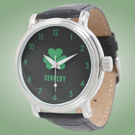 Shamrock Grönt Klöver Ireland Celtic Irish Namn Armbandsur