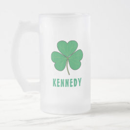 Shamrock Grönt Klöver Ireland Celtic Irish Namn Frostat Ölglas