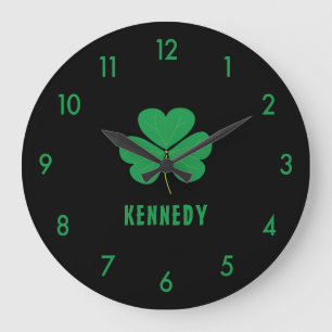 Shamrock Grönt Klöver Ireland Celtic Irish Namn Stor Klocka