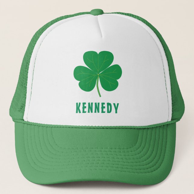 Shamrock Grönt Klöver Ireland Irish Custom Name Keps (Framsida)