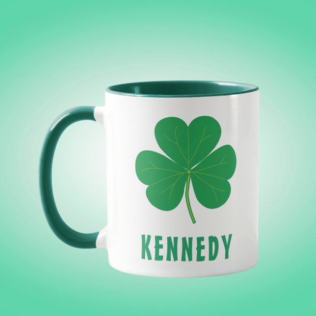 Shamrock Grönt Klöver Ireland Irish Custom Name Mugg (Skapare uppladdad)