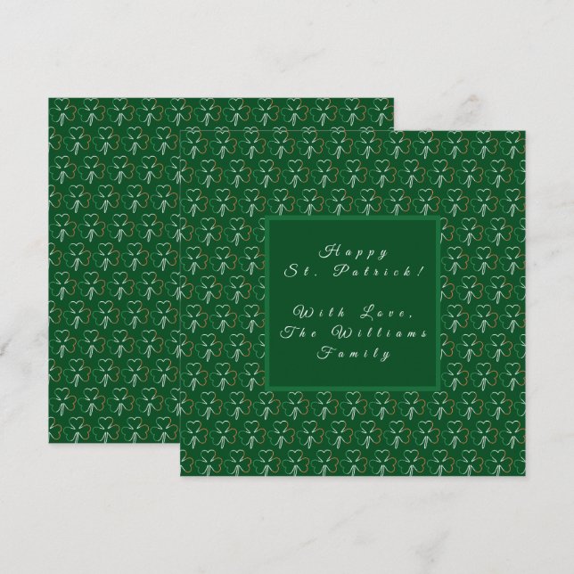 Shamrock Grönt Klöver Mönster Lycklig St. Patrick  Julkort (Fram/baksida)