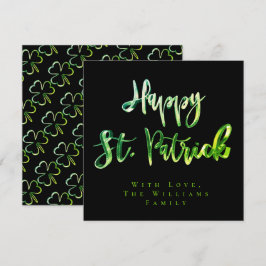 Shamrock Grönt Klöver Mönster Lycklig St. Patrick Julkort