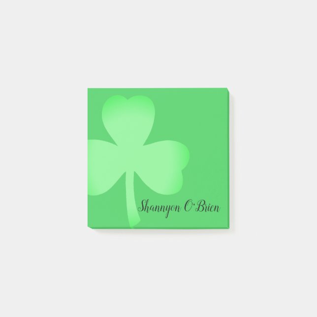Shamrock Grönt Modern skript Monogrammed Namn 3x3 Post-it Block (Framsida)