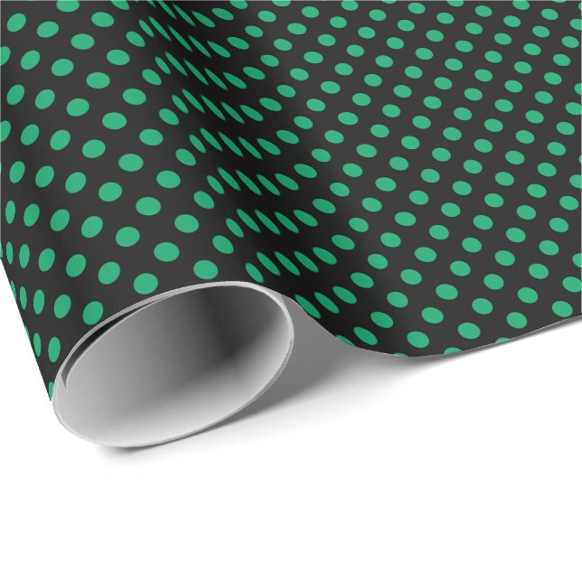 Shamrock Grönt på Svarta Prickar Presentpapper (Rullad Hörn)