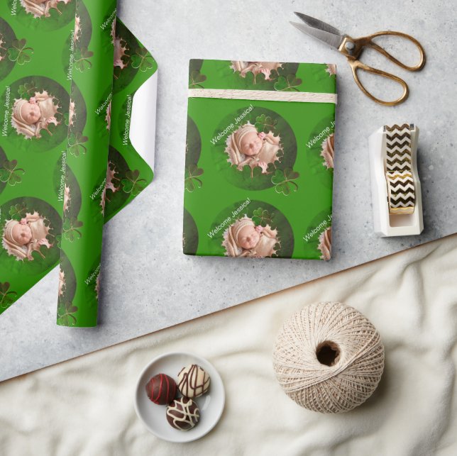 Shamrock Grönt Ram * Photo Wrapping Papper Presentpapper (Hantverk)