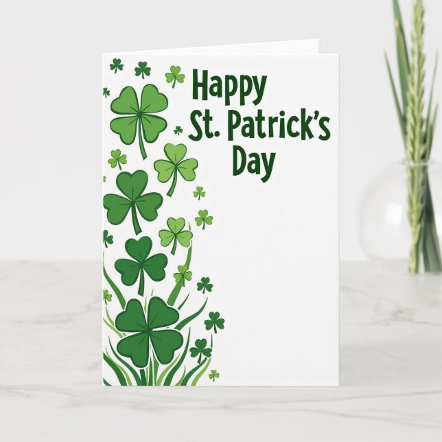 Shamrock Grönt St Patricks Dag Kort (Framsida)