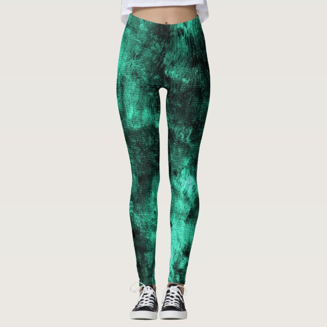 Shamrock Grunge Textured Spandex Leggings (Framsida)