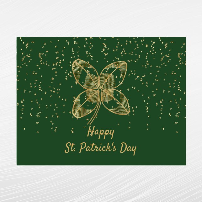 Shamrock Guld Confetti St patricks day Helg Vykort (Skapare uppladdad)