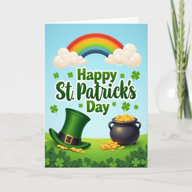 Shamrock Guld Regnbåge Kort (Framsida)