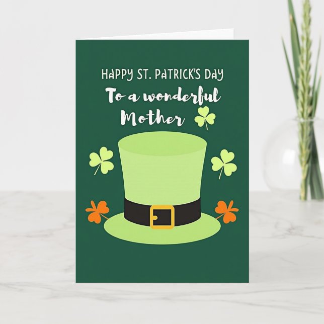 Shamrock-hatt mors dag-kort kort (Framsida)
