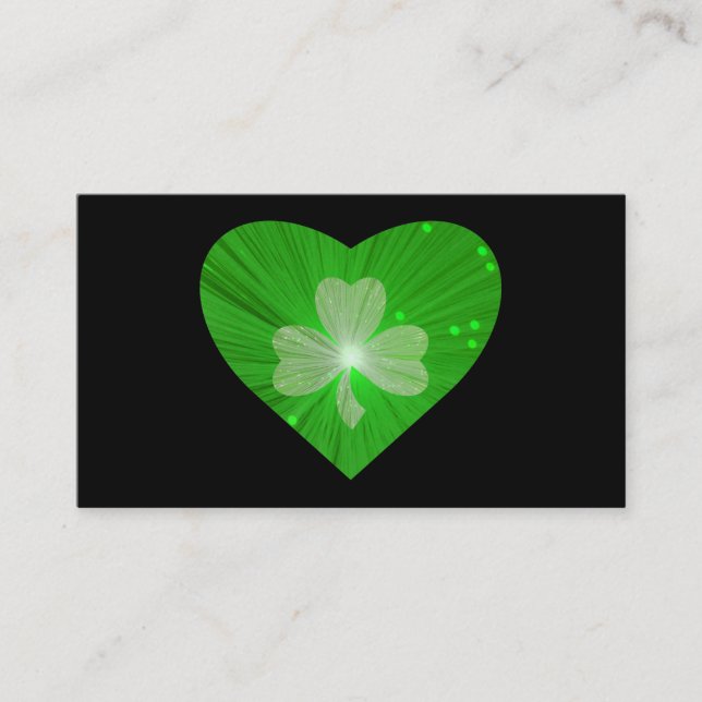 Shamrock Heart affärskort black Visitkort (Framsida)