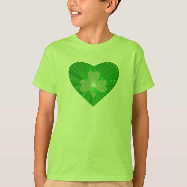 Shamrock Heart Basic American kläel t-shirt childr (Framsida)