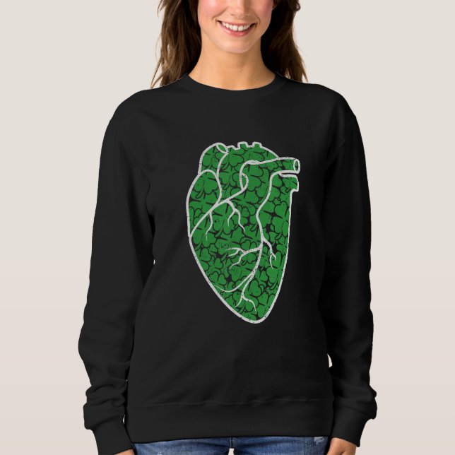 Shamrock Heart Cardiac Nurse St Patricks Day Anato T Shirt (Framsida)