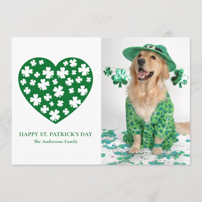 Shamrock Heart Clover Foto St. Patrick's Day  Julkort (Framsida)