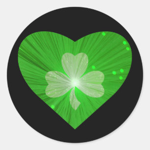 Shamrock Heart-dekal rund svart Runt Klistermärke