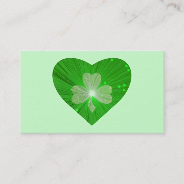 Shamrock Heart Grönt affärskort Visitkort (Framsida)