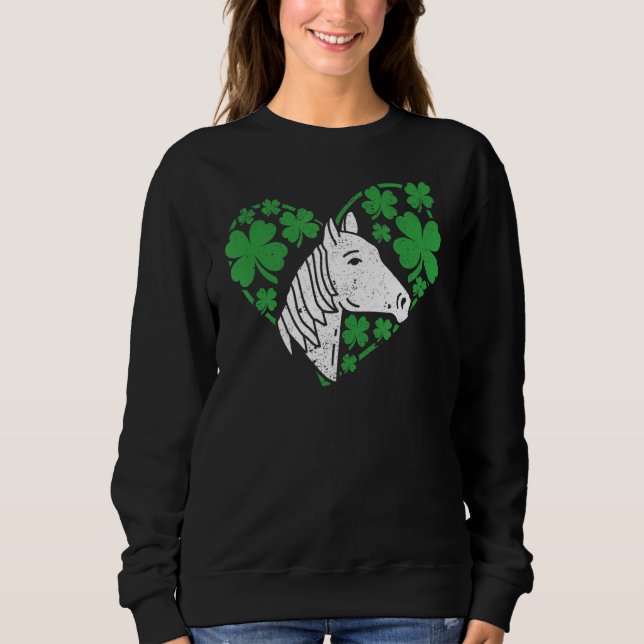 Shamrock Heart Horse Clover St Patricks Day Irish  T Shirt (Framsida)