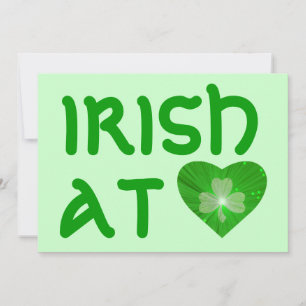 Shamrock Heart "Irish at Heart" - grönt Inbjudningar