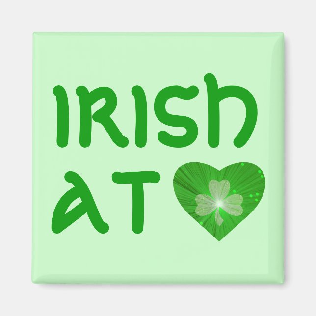 Shamrock Heart "Irish at Heart", magnet grönt (Framsidan)