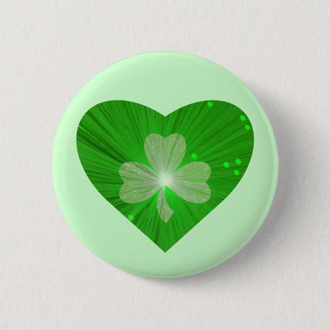 Shamrock Heart-knappmärke, grönt Knapp (Framsida)