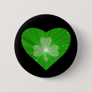 Shamrock Heart-knappmärke svart Knapp