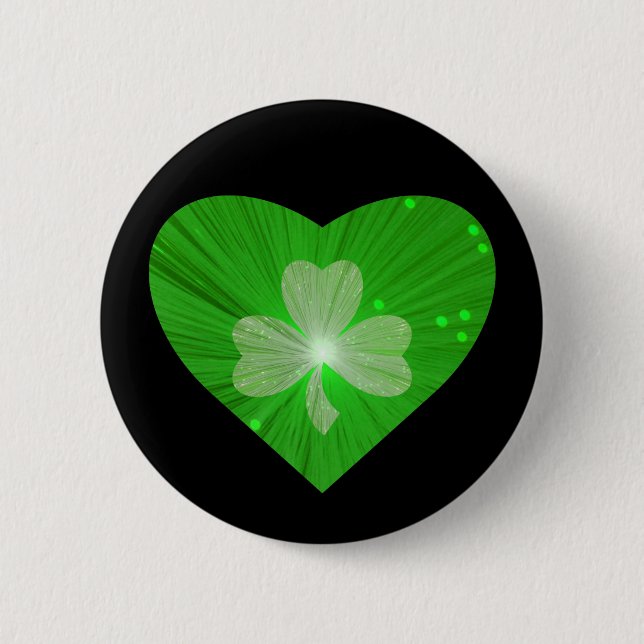 Shamrock Heart-knappmärke svart Knapp (Framsida)